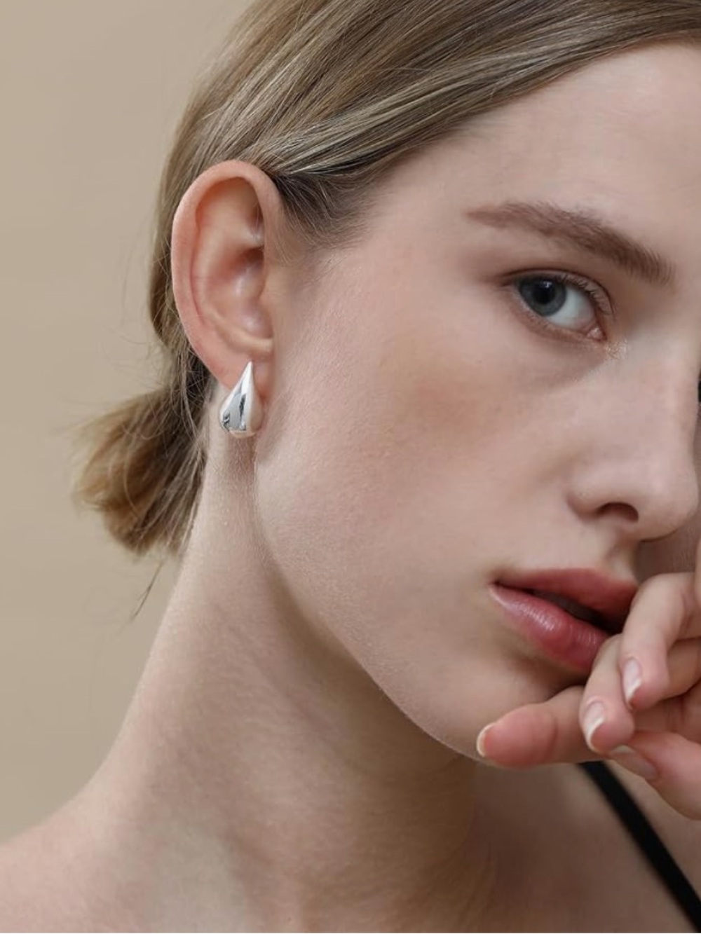 Silver Teardrop Dome Earrings - Women Jewelry